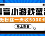 赚钱计划：抖音小游戏蓝海项目，无粉丝一天收入5000+