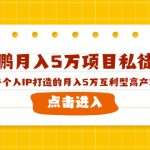 高鹏月入5万项目私徒班，基于个人IP打造的月入5万互利型高产项目！