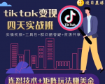 tiktok变现四天实战班，连怼技术+矩阵玩法赚美金！价值998元