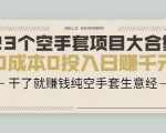 23个空手套项目大合集，0成本0投入日赚千元，干了就赚钱纯空手套生意经