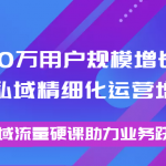 8000万用户规模增长方法论私域精细化运营增长，私域流量硬课助力业务跃迁