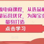 淘宝无货源电商课程，从选品和货源，到流量运营优化，为淘宝卖家量身打造