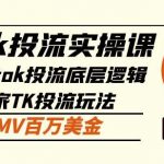 tiktok投流实操课：掌握tiktok投流底层逻辑+独家TK投流玩法月GMV百万美金