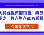 高利润虚拟资源项目，卖多少就赚多少，有人年入30W项目解密