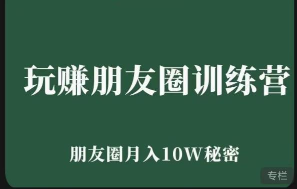 玩赚朋友圈系统课，朋友圈月入10W的秘密，​7天系统图文课程