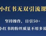 小红书无双课一天引50+女粉，不用做视频发视频，小白也很容易上手拿到结果【仅揭秘】