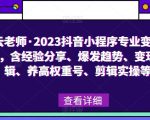 云老师·2023抖音小程序专业变现课，含经验分享、爆发趋势、变现逻辑、养高权重号、剪辑实操等