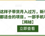 这样子带货月入过万，新手小白都适合的项目，一部手机可操作【揭秘】