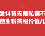 全网首发 抖音无限私信不屏蔽 引流创业粉揭秘 价值几千