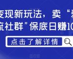 男粉变现新玩法，卖“爱好韵女交流社群”保底日赚1000元【揭秘】