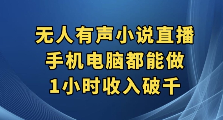 抖音无人有声小说直播，手机电脑都能做，1小时收入破千【揭秘】