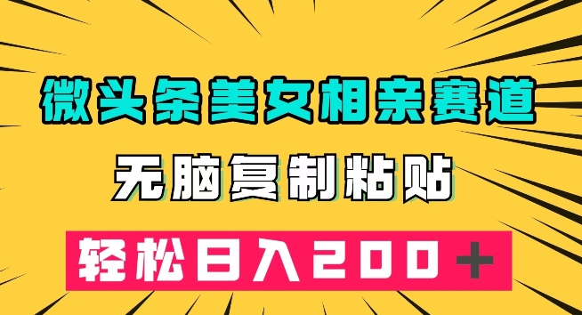 微头条冷门美女相亲赛道，无脑复制粘贴，轻松日入200＋【揭秘】