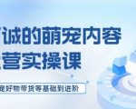 萌宠短视频运营实操课，​萌宠好物带货基础到进阶