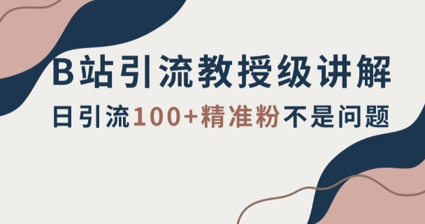 B站引流教授级讲解，细节满满，日引流100+精准粉不是问题【揭秘】