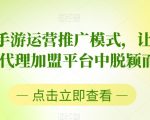 2023手游运营推广模式，让你在手游代理加盟平台中脱颖而出