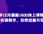 猴帝23年12月最新1600线上课程，0粉起号实操教学，自然流量天花板