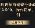 靠解压视频撸蝴蝶号播放收益，轻松日入500，操作简单，包过原创【揭秘】