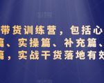 视频号带货训练营，包括心理篇、准备篇、实操篇、补充篇、答疑篇，实战干货落地有效