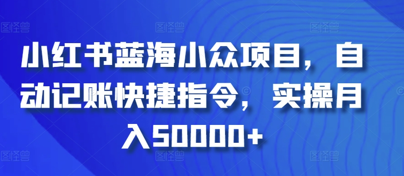 小红书蓝海小众项目，自动记账快捷指令，实操月入50000+【揭秘】