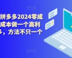 拼多多2024零成本包起，0成本做一个高利润的拼多多，方法不只一个