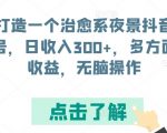 打造一个治愈系夜景抖音号，日收入300+，多方面收益，无脑操作【揭秘】