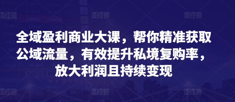 全域盈利商业大课，帮你精准获取公域流量，有效提升私境复购率，放大利润且持续变现