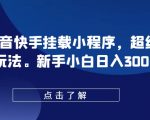 0粉抖音快手挂载小程序，超级变脸玩法，新手小白日入300+【揭秘】