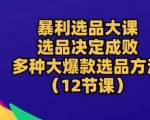 暴利选品大课：选品决定成败，教你多种大爆款选品方法(12节课)