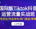 国际版Tiktok抖音运营流量实战班：账号定位/作品发布/热门推送/等等-13节