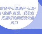 微信视频号引流课程-引流+裂变+直播+变现，获取红利，把握短视频超级流量风口