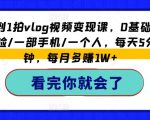 从0到1拍vlog视频变现课，0基础/0经验/一部手机/一个人，每天5分钟，每月多赚1W+