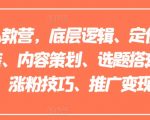 小红书私教营，底层逻辑、定位赛道、账号包装、内容策划、选题搭建、爆款创作、涨粉技巧、推广变现等等