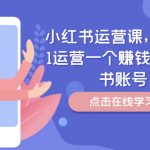 小红书运营课，从0到1运营一个赚钱的小红书账号