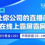 企业矩阵直播霸屏实操课，让你公司的直播间在线上霸屏霸网