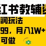 小红书教辅资料高利润玩法，一单99.月入1W+，人人可做【揭秘】