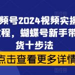 视频号2024视频实操教程，蝴蝶号新手带货十步法