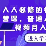 人人必修的视频号运营课，普通人通过短视频月入过万