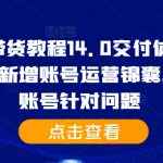 抖音图文带货教程14.0交付体系，基础与精英课，新增账号运营锦囊，快速解决账号针对问题