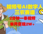 视频号AI数字人玩转三农赛道，2分钟一条视频，单月变现2W+