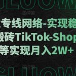 利用跨境专线网络-实现稳定直播-刷视频-搬砖TikTok-Shopify-FB等实现月入2W+【揭秘】