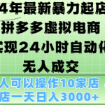 2024年最新暴力起店玩法，拼多多虚拟电商4.0，24小时实现自动化无人成交，单店月入3000+【揭秘】