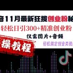 抖音11月最新狂揽创业粉秘籍，轻松日引300+精准创业粉，仅需图片+音频，轻松搞定创业类视频