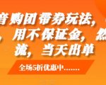 抖音‮购团‬带券玩法，0成本，‮用不‬保证金，‮然自‬流，当天出单