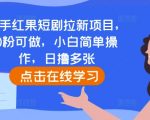 快手红果短剧拉新项目，0粉可做，小白简单操作，日撸多张