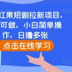 快手红果短剧拉新项目，0粉可做，小白简单操作，日撸多张