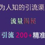 不为人知的引流渠道，流量揭秘，实测单日引流200+精准创业粉【揭秘】