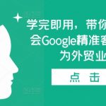 学完即用，带你实操0基础学会Google精准客户开发，成为外贸业务高手