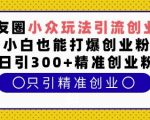 朋友圈小众玩法引流创业粉，小白也能打爆创业粉，日引300+精准创业粉【揭秘】