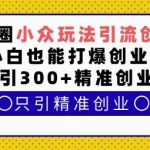 朋友圈小众玩法引流创业粉，小白也能打爆创业粉，日引300+精准创业粉【揭秘】