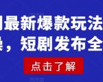 短剧最新爆款玩法详细实操，短剧发布全流程